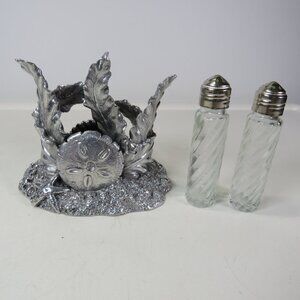 Fitz & Floyd Metal Double Sided Seashells Sand Dollars Starfish Salt & Pepper